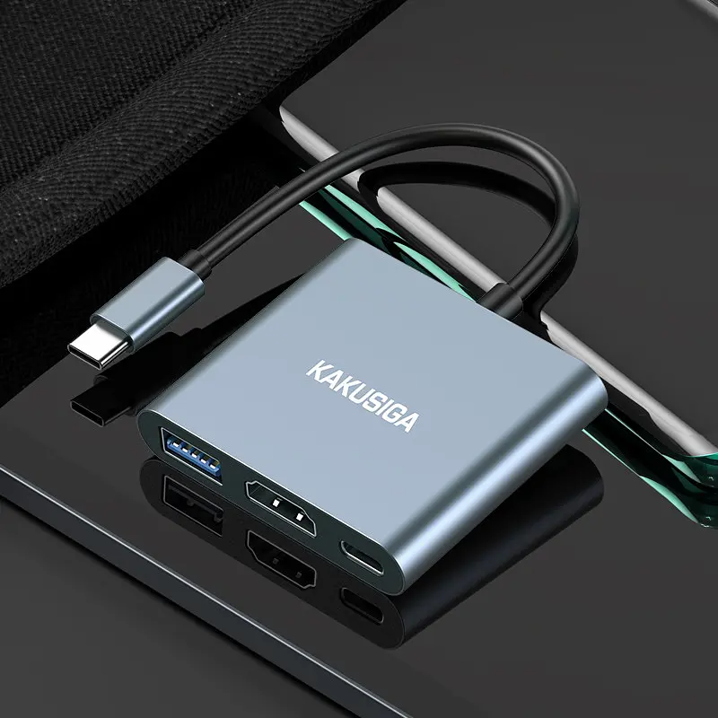 Конвертор USB Hub Kakusiga KSC-750 Type-C на USB 3.0 HDMI Type-C PD - фото 5