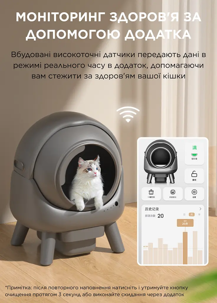 Смарт туалет для котів ELS PET Q1 Smart Cat Litter Box, самоочисний туалет з керуванням через додаток - фото 3