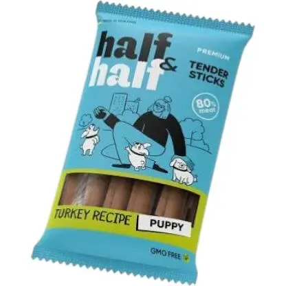 Ласощі для цуценят Half&Half у формі м'ясних паличок з індичкою 100 г
