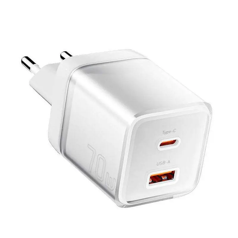 Мережевий зарядний пристрій EssagerEZCT70 Gan 1USB 1T-C 70W білий - фото 3