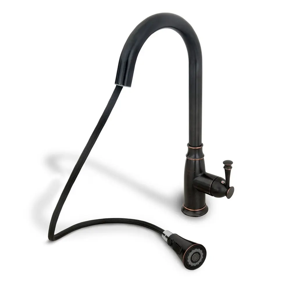 Смеситель для кухни с вытяжным изливом Rea Deco black (REA-B0182) черный матовый - фото 6