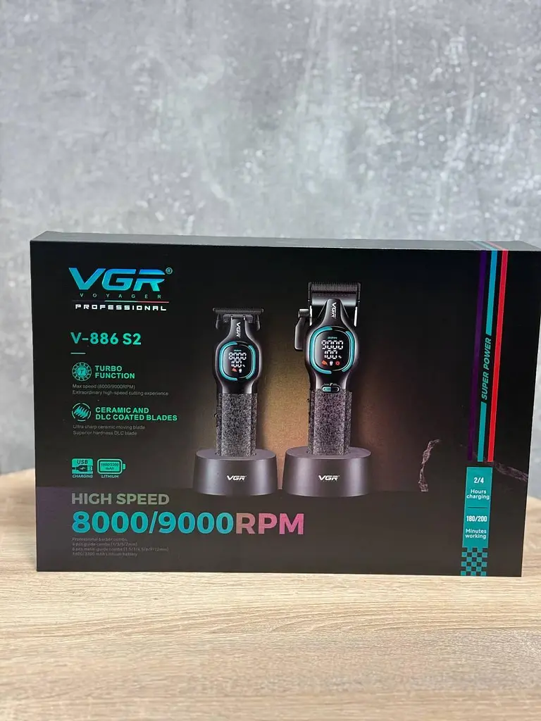 Комплект для стрижки VGR V-886 S2 две машинки для стрижки 4/6 насадок машинка для стрижки беспроводная аккумуляторная с дисплеем Ч - фото 7