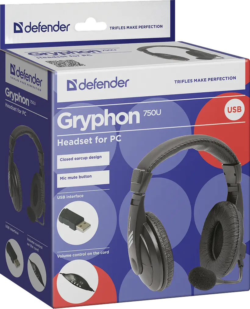 Навушники Gryphon 750U USB Black (63752) Defender teh0021851 - фото 3