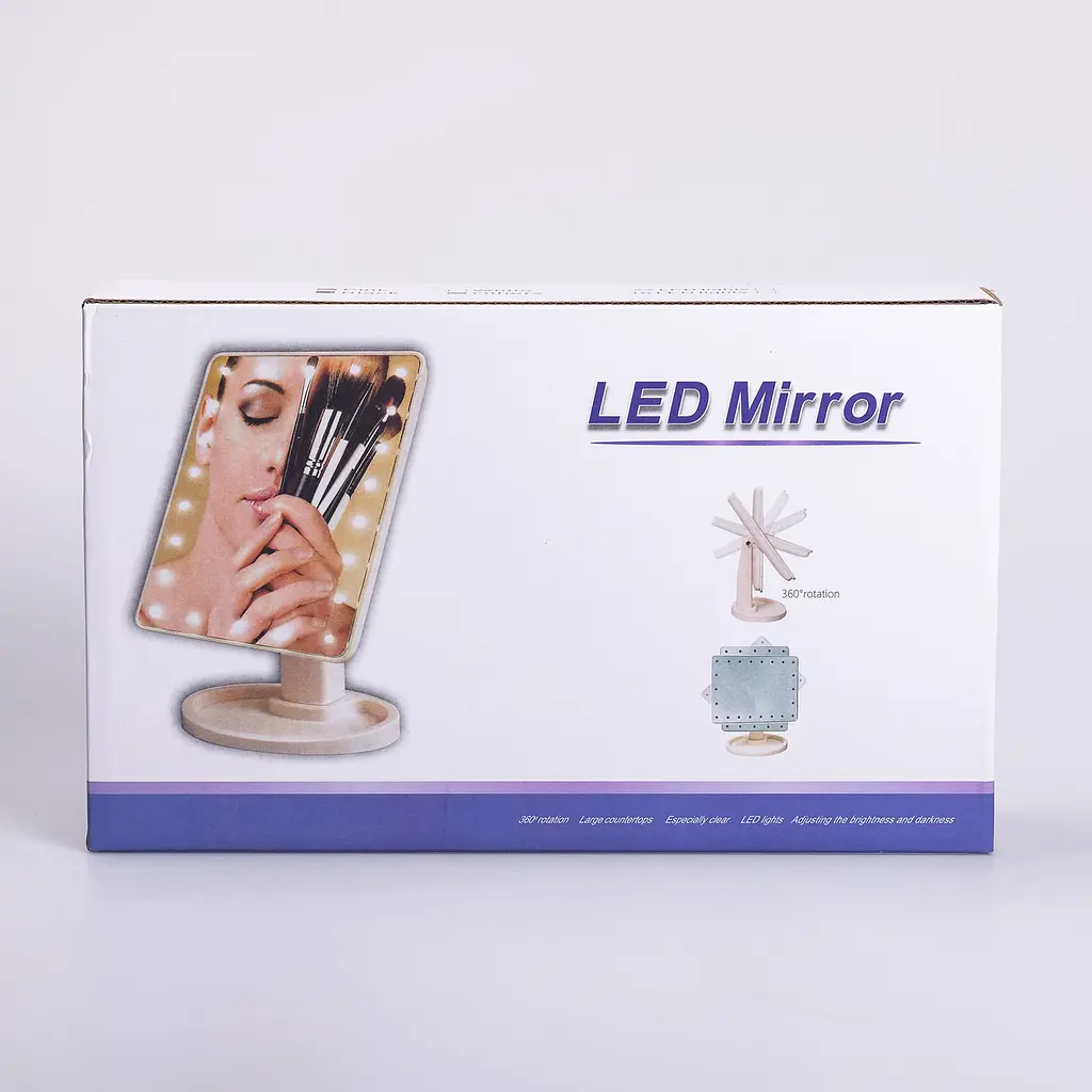 Косметичне дзеркало з LED-підсвіткою 16 світлодіодів, чорний Yiwu HP-10-3AB - фото 8