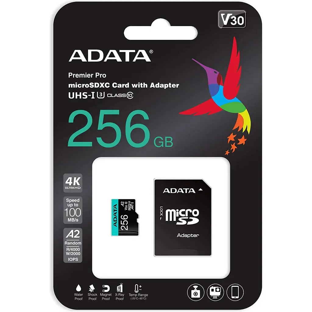 Карта пам'яті ADATA 256GB microSD class 10 UHS-I U3 V30 A2 Premier Pro SD 6.0 (AUSDX256GUI3V30SA2-RA1) - фото 4