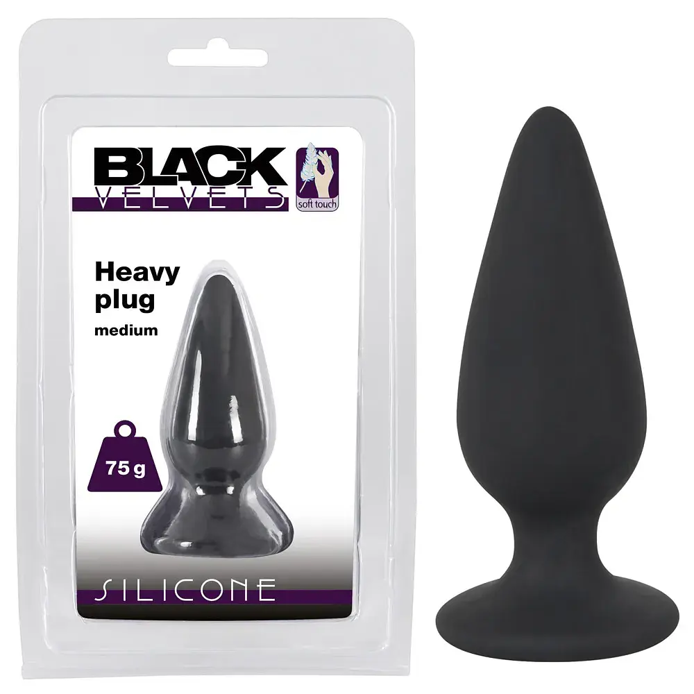 Анальна пробка Orion Black Velvets Heavy Plug Medium, 8,9х3,1 см, чорний - фото 7