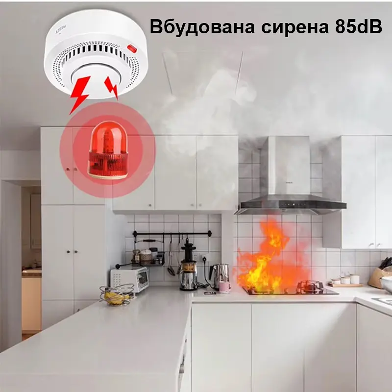 Комплект з 2х wifi датчиків диму (пожежних датчиків) з сиреною Nectronix YG400A, додаток Tuya smart (101144) - фото 5