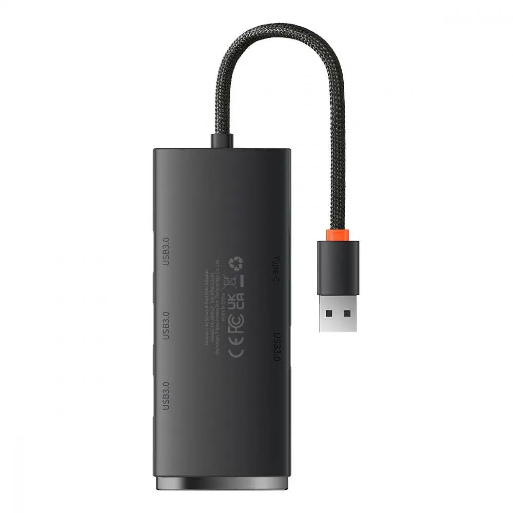 USB-Хаб Baseus USB-Hub Lite Series 4-Port USB-A HUB Adapter (USB-A to USB 3.0*4) 25cm Black (WKQX030001) - фото 3