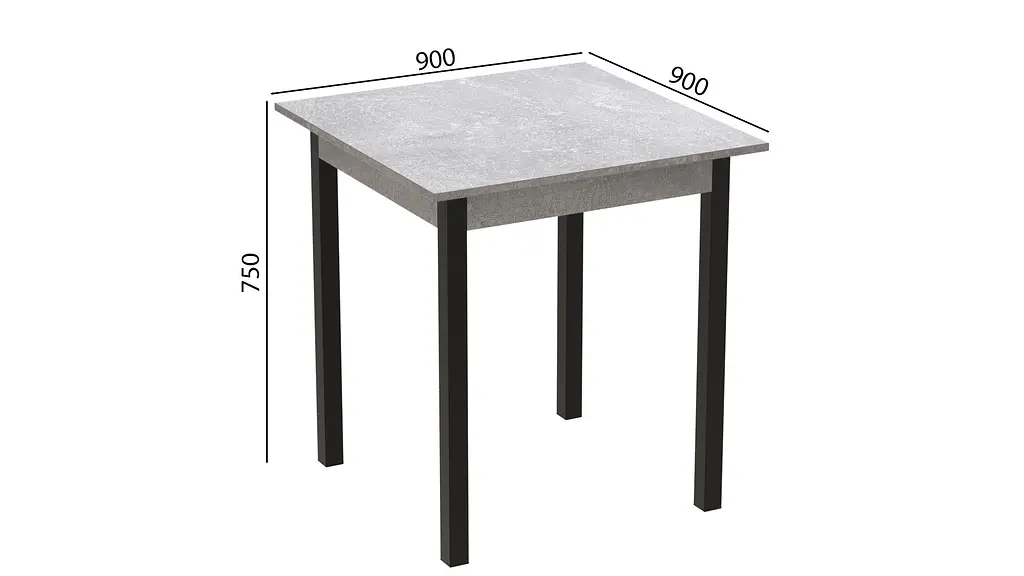 Стіл кухонний Ferrum-decor Дієго 75x90x90 Чорний ДСП Бетон 16мм (FRD-105581) - фото 2