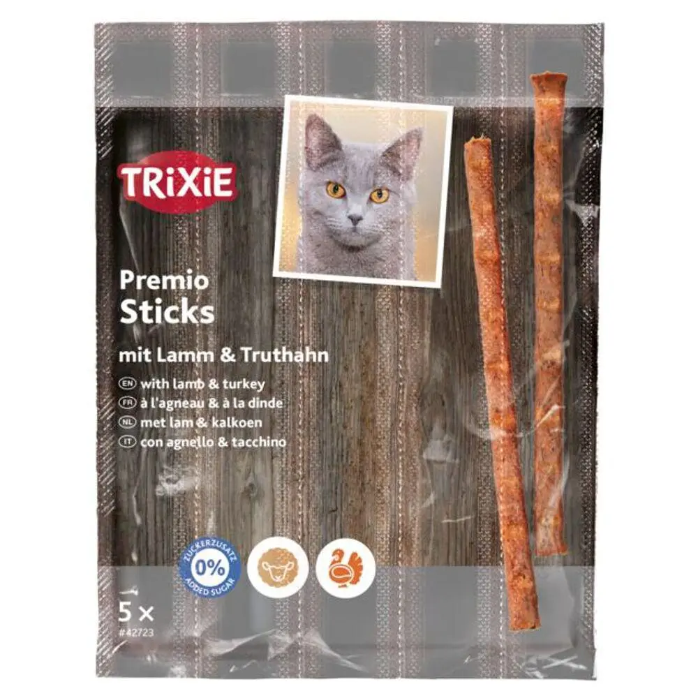 Ласощі для кішок Trixie PREMIO Quadro-Sticks ягнятина та індичка 5 шт.