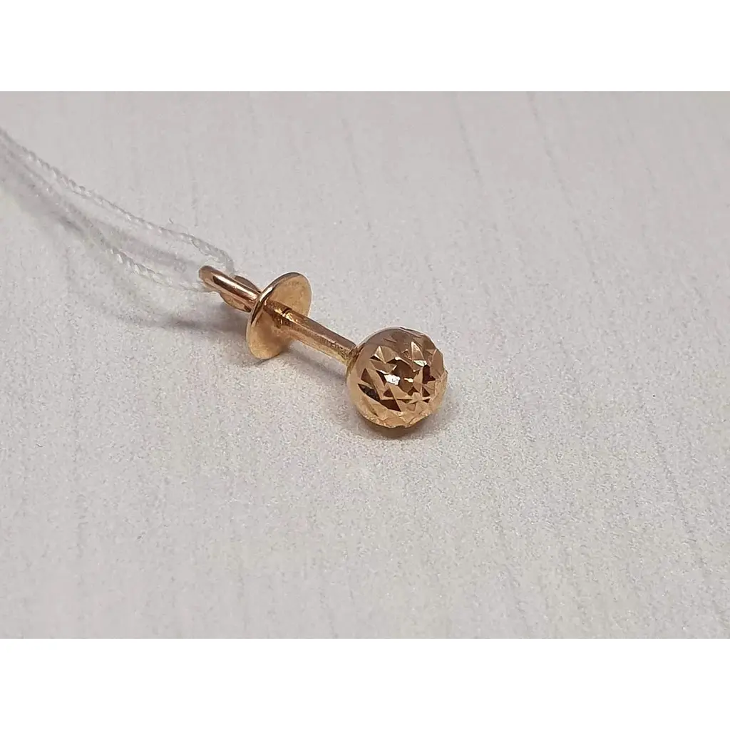 Золотая моносерьга-пуссета Favoritum с алмазной гранью. 210115_5/1_А - фото 3