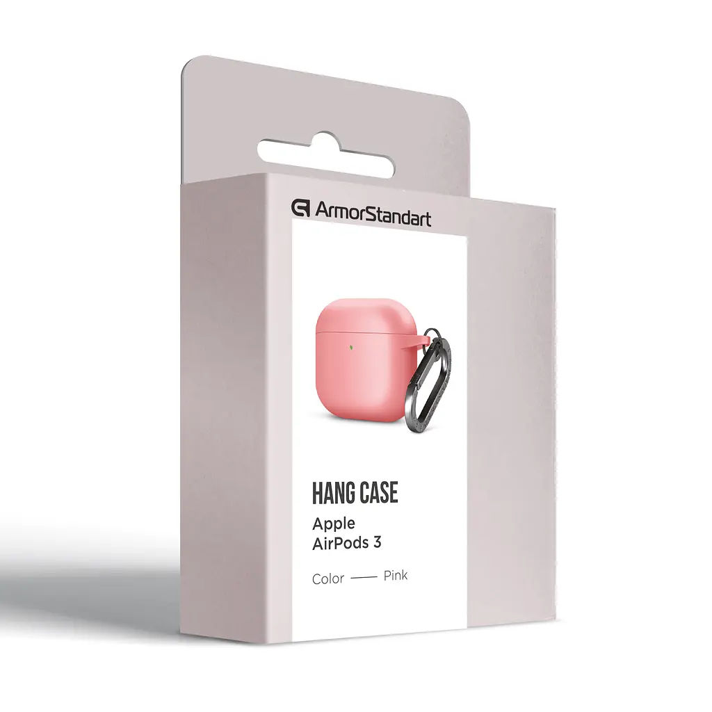 Силіконовий чохол для навушників Apple AirPods 3, Hang Case, рожевий, ультратонкий захисний кейс товщиною 2 мм, захист від подряпин, пилу та ударів, компактний, з карабіном для кріплення, ArmorStandart (ARM60320) - фото 8