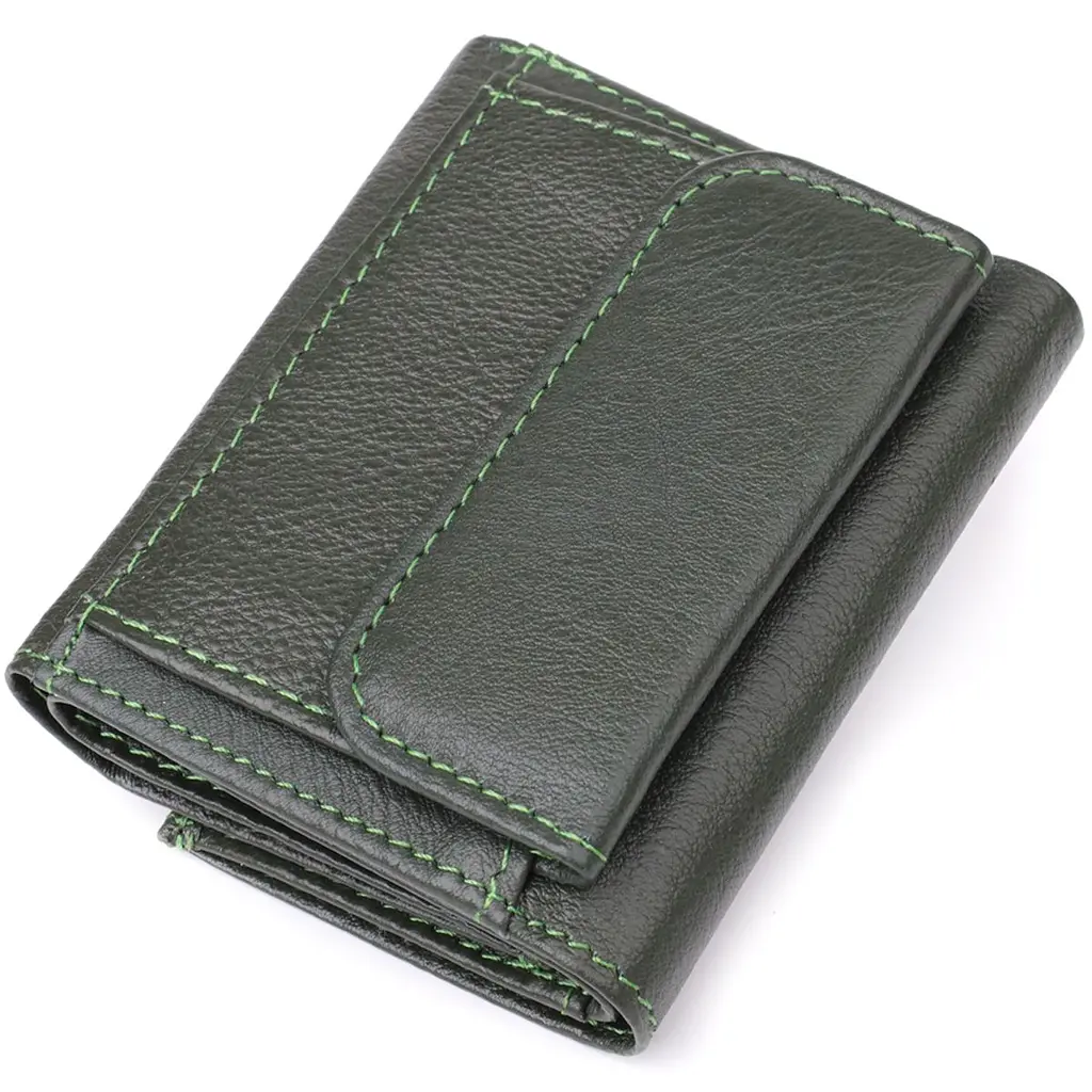 Жіночий мініатюрний гаманець із натуральної шкіри ST Leather 23083 зелений - фото 2