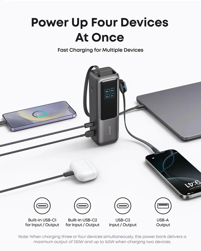 Зовнішній акумулятор Anker Laptop 25000mAh 165W (A1695H41) сірий - фото 4