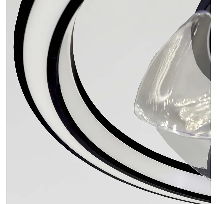 Стельова LED-люстра-вентилятор Artlight WG5114BBK, біла з чорною окантовкою, 55 Вт, від 10-18 м² - фото 6