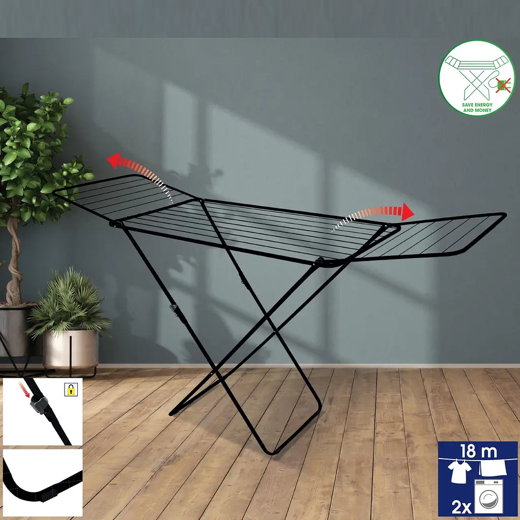 Сушарка для білизни підлогова Casa Si Kolibri 18m Black (CS42191C06E) - фото 2