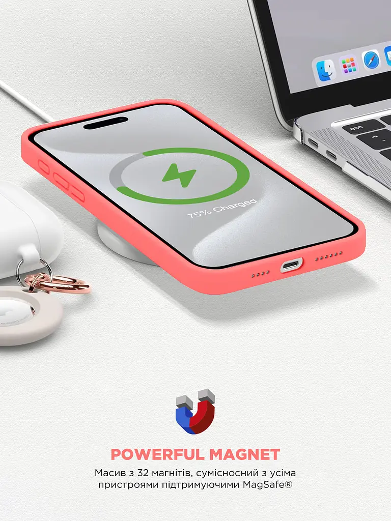 Силиконовый чехол с MagSafe для Apple iPhone 15 Pro, ICON2 MagCase, розовый, противоударный, панель с мягкой подкладкой, защита всего корпуса, поддержка беспроводной зарядки, совместим с защитными стеклами и пленками, ArmorStandart (ARM72746) - фото 9