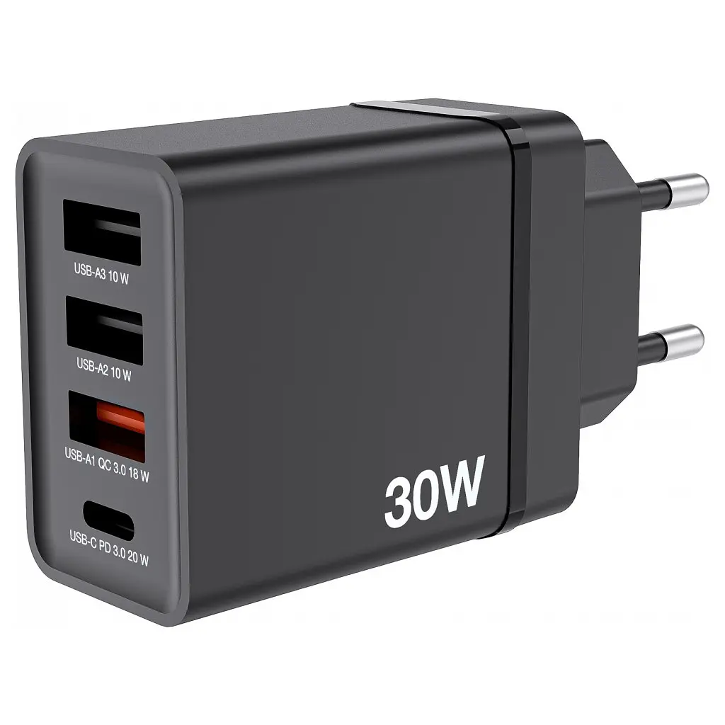 Зарядний пристрій Verbatim USB 30 Вт PD 3.0 4 порти чорний (49700) - фото 5