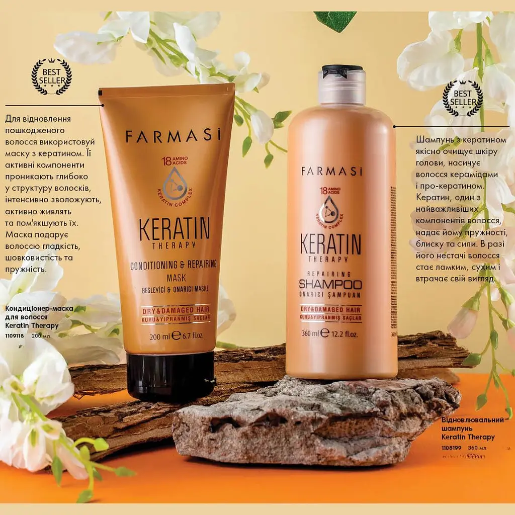 Відновлювальний шампунь Farmasi Keratin Therapy 360 мл - фото 6