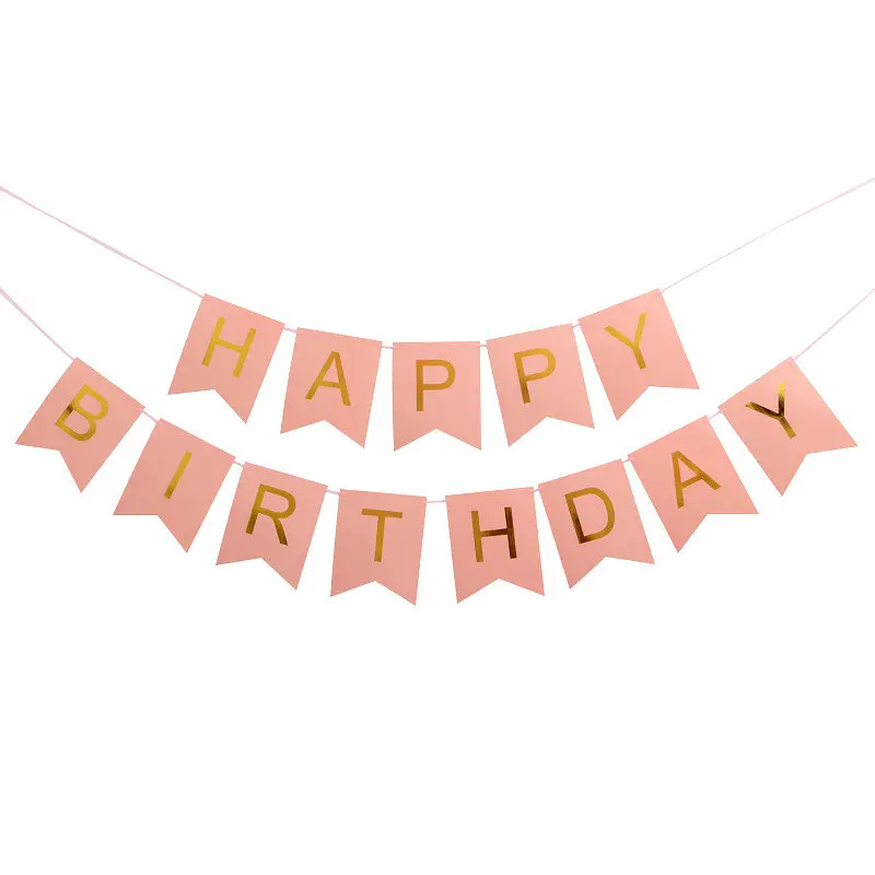 Гірлянда-прапорці Happy Birthday one size, рожевий