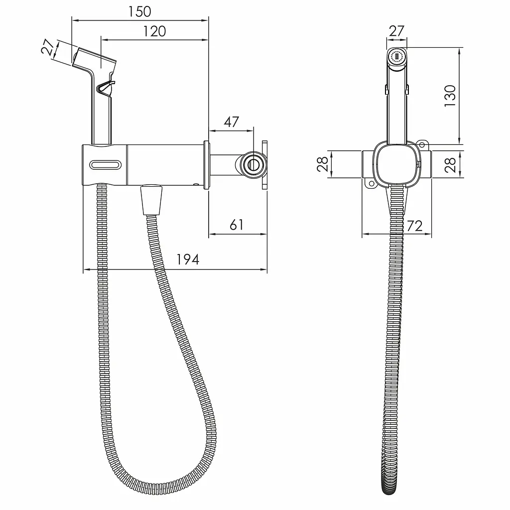 Набор скрытого монтажа гигиенического душа Imprese Bilovec black matt f03900910AA, Черный матовый - фото 2