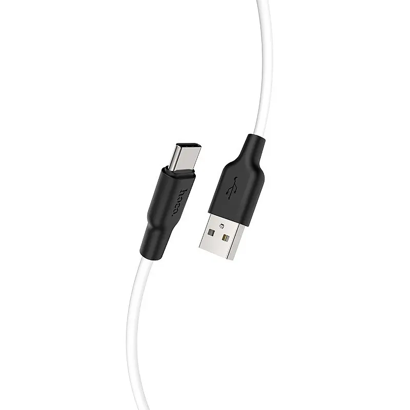 Кабель HOCO X21 Plus USB to Type-C 3A, 2m, silicone, silicone connectors, чорний+білий