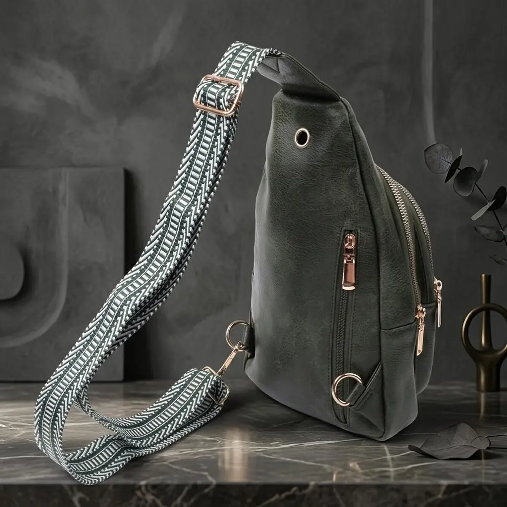 Зручна жіноча сумка з однією лямкою через плече з екошкіри Vintage 22756 зелена - фото 4