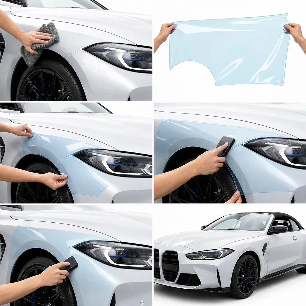 Антигравійна захисна бронеплівка за лекалами для BMW M3 G80 2020-2024 - передня частина авто (капот бампер фари крила) - фото 2