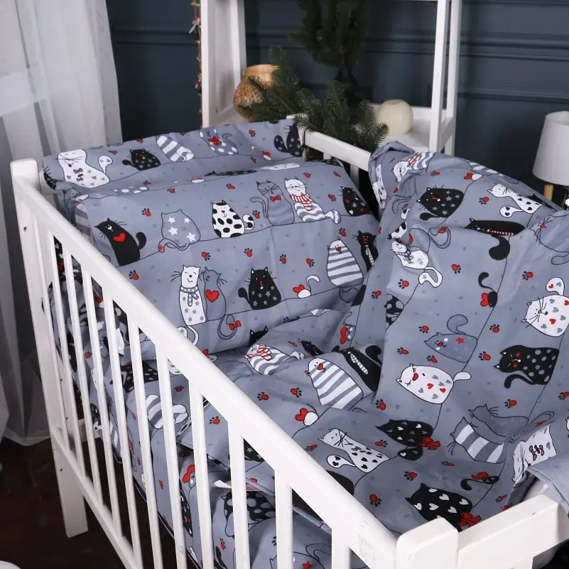 Наволочка MirSon Бязь Kids Time 17-0671 With Love Cats сіра 50х50 см (2200010179248) - фото 3