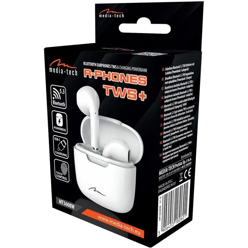 Навушники TWS Media-Tech R-PHONES BT 5.3 White (MT3608W) - фото 2