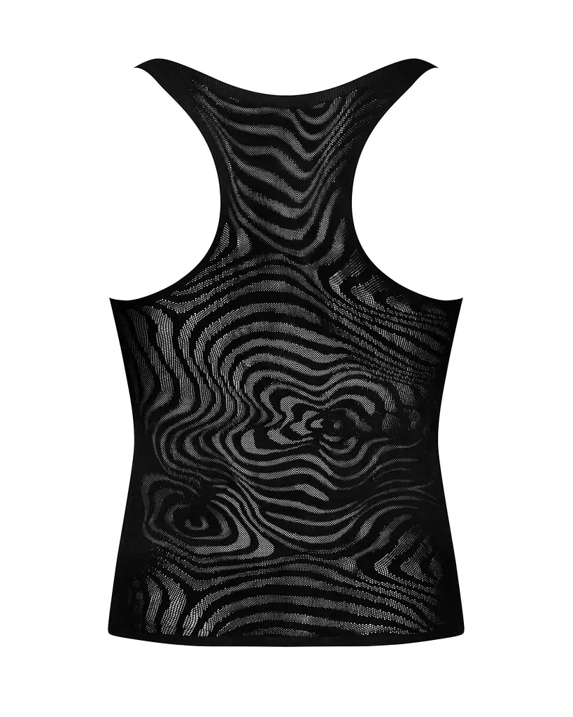 Чоловіча напівпрозора майка-борцовка з візерунком Obsessive T103 tank top S/M/L, чорна - фото 6