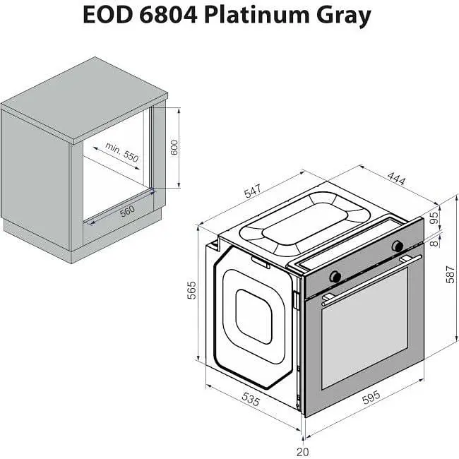 Духова шафа Minola EOD 6804 Platinum Gray сірий - фото 14