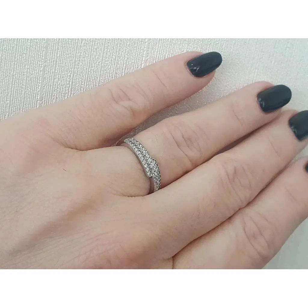 Серебряное кольцо Агни Дорожка с фианитами. Артикул 1878/9Р-CZ белый 16 - фото 2