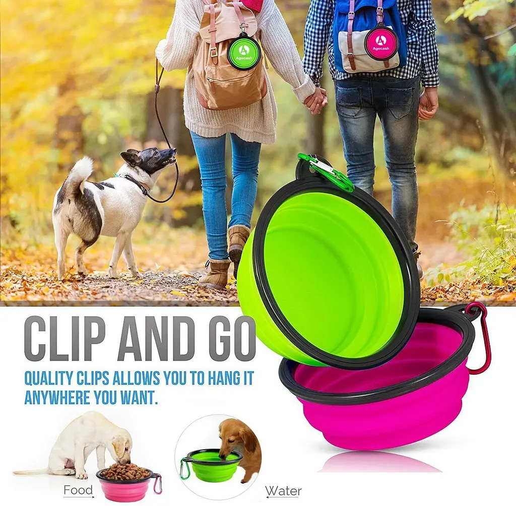Силіконова складна дорожня миска Derby Food Grade TPE Collapsible Dog Bowl, 350 мл Жовтий - фото 3