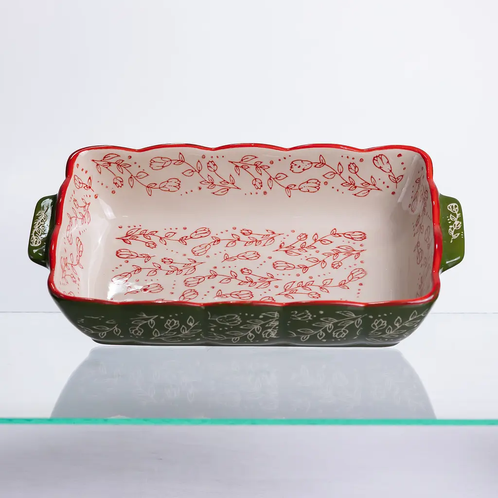 Форма для выпечки Vintage 28×17×5 (см) прямоугольная форма для выпекания в духовке с ручками Зеленый Yiwu HM05-10 - фото 3