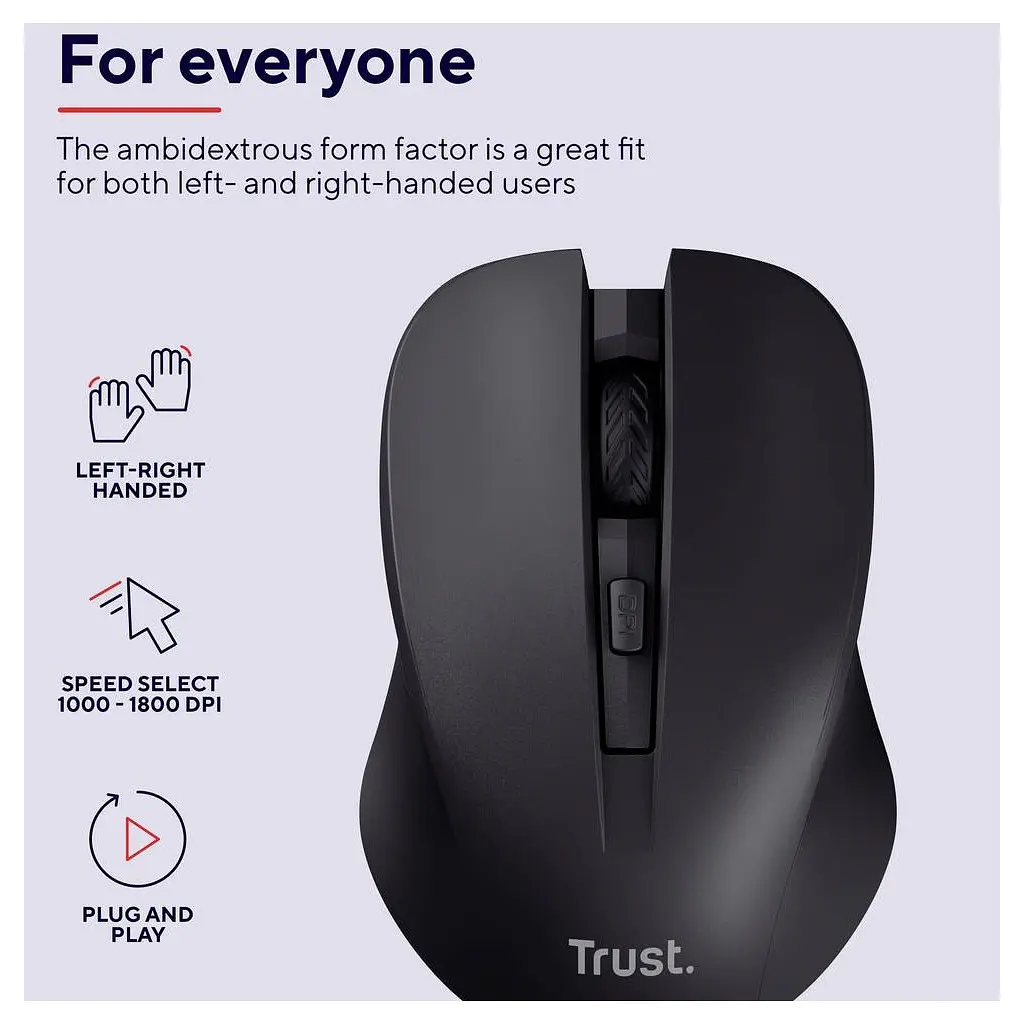 Мишка Trust Mydo Silent Wireless Black (25084) - фото 6
