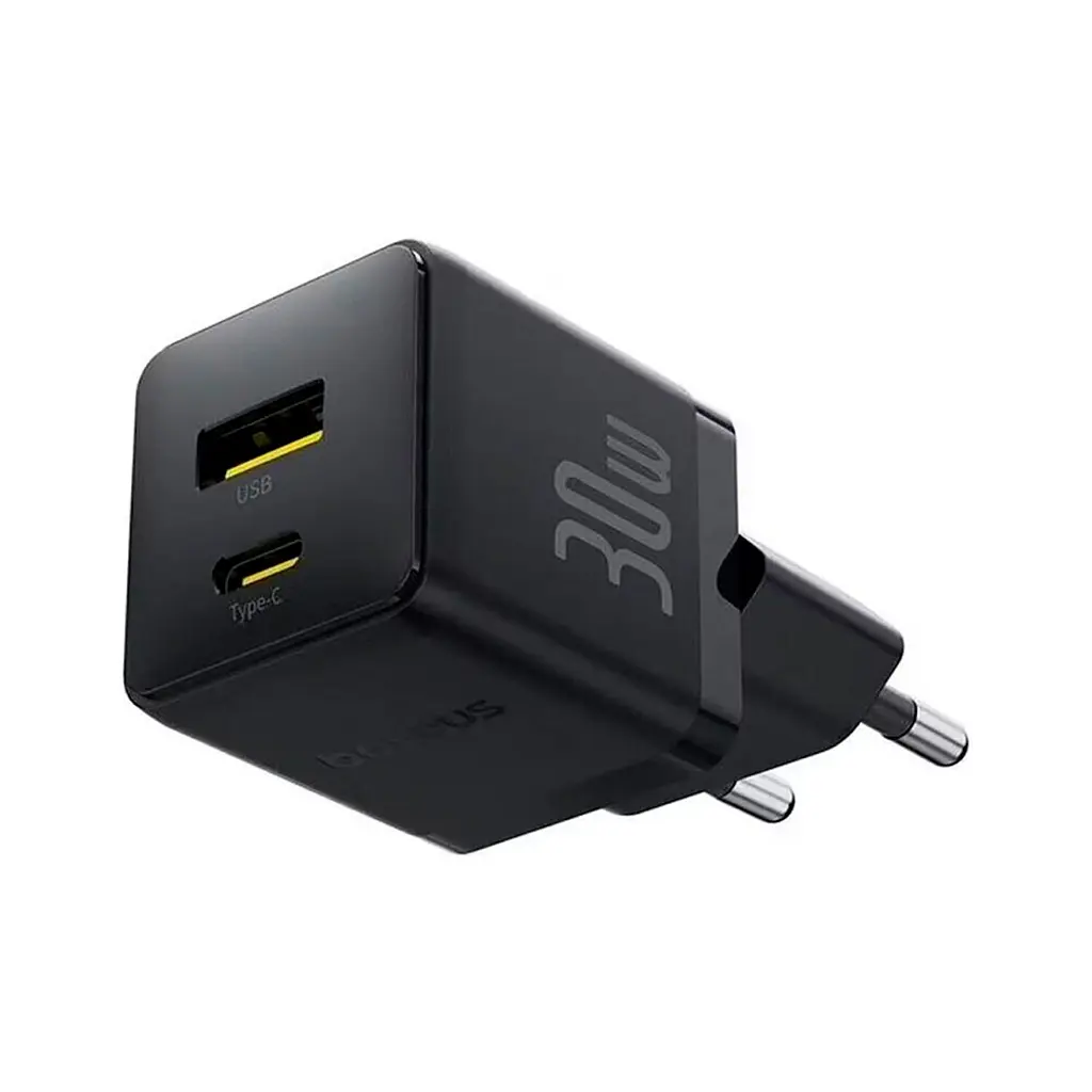 Зарядний пристрій Baseus Palm Cluster 30 Вт, USB-C + USB-A, швидке заряджання, чорний (P1011160A113-00) - фото 3