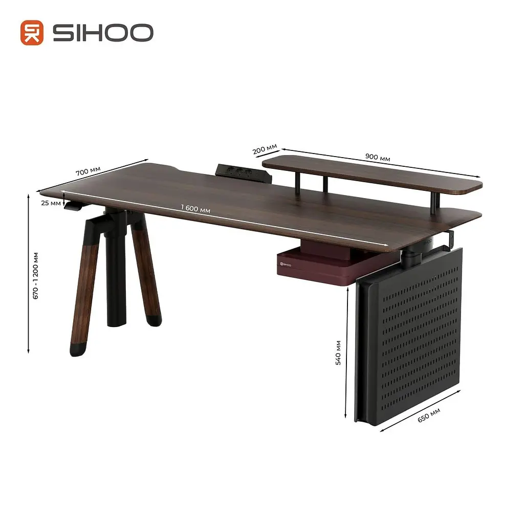 Геймерский стол Sihoo D07 1.6m Walnut/Black (D07B-101/D07J-101-AB) - фото 3