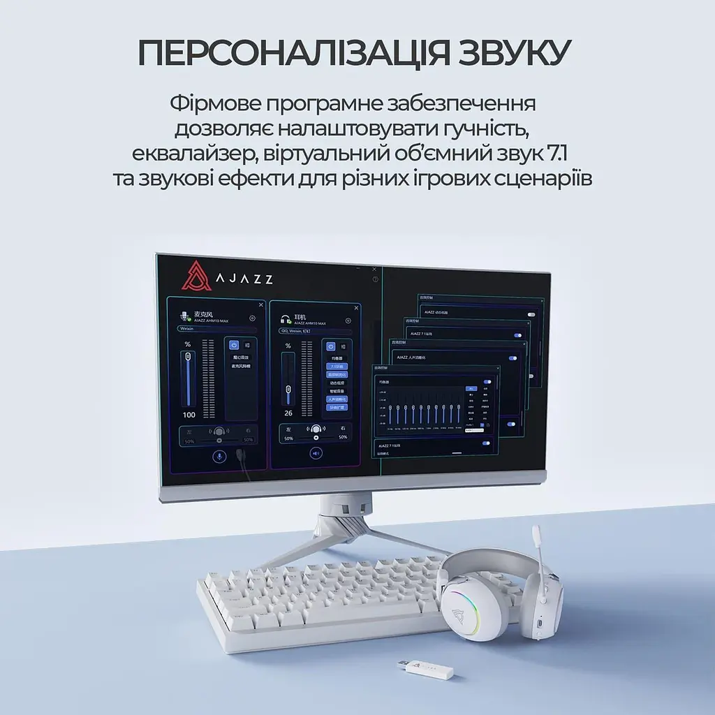 Ігрова гарнітура Ajazz AHM10 Max White (AHM10-MAX-W) - фото 15