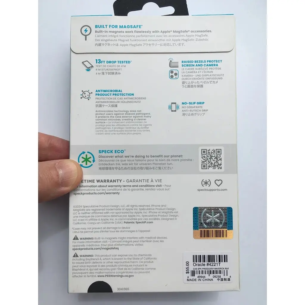 Оригинальний противоударный чехол Speck Presidio2 Grip MagSafe для iPhone 16 Pro (6.3") Black 150761-3205 - фото 4