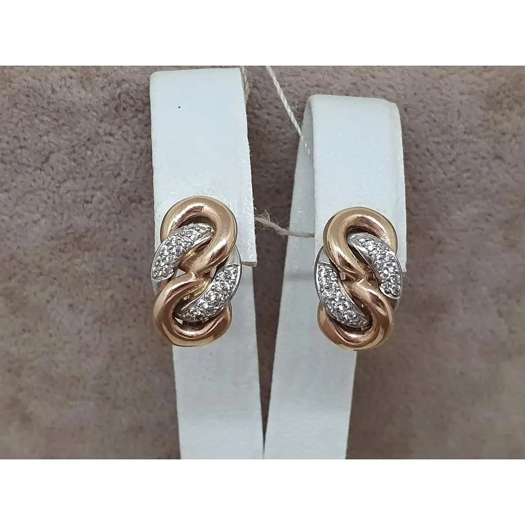 Золоті сережки Харківська ювелірна фабрика з фіанітами. 6458 - фото 4