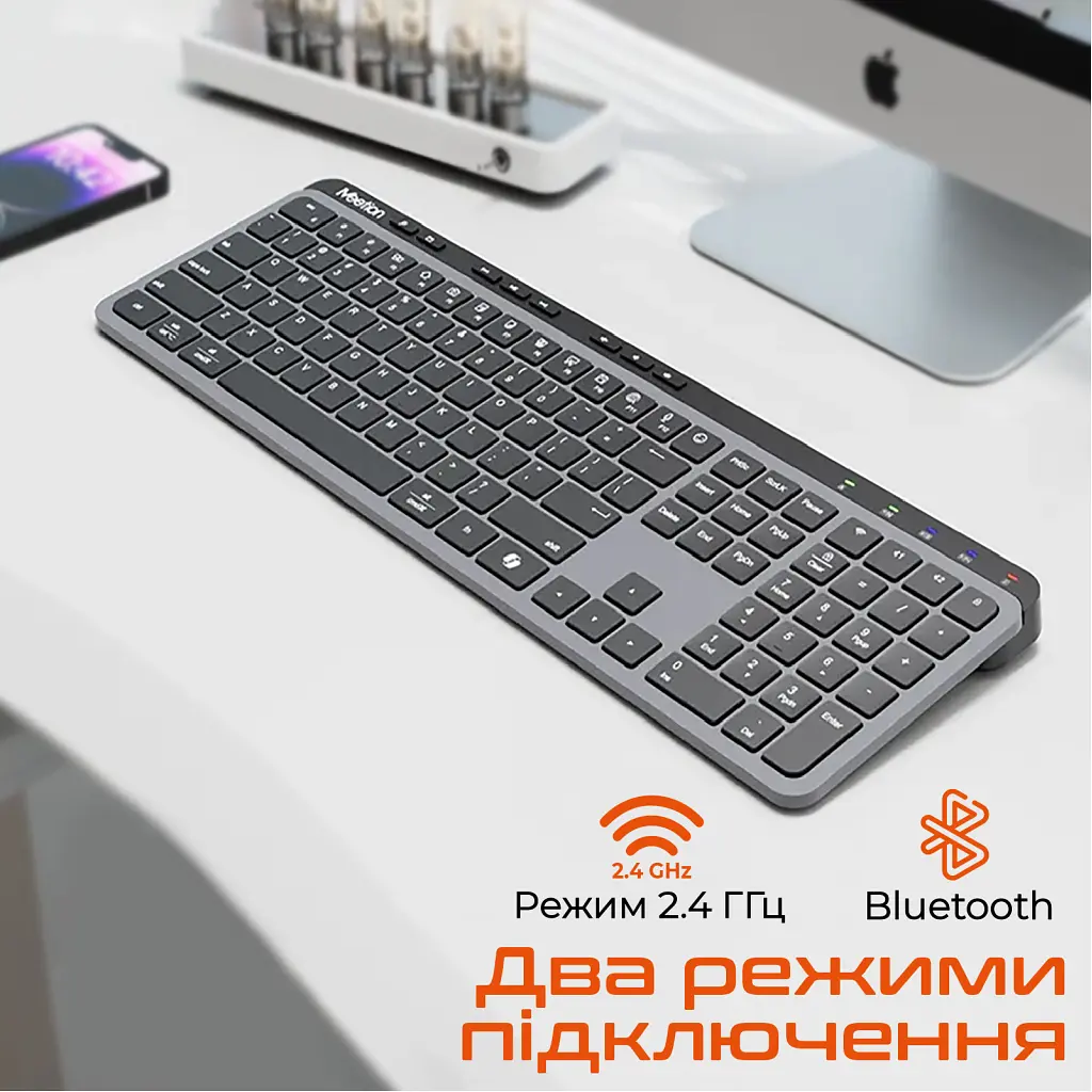 Клавіатура Meetion WK330 Wireless/Bluetooth Black (MT-WK330-A-RUA) - фото 4