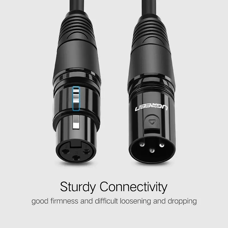 Мікрофонний кабель Ugreen AV130 XLR Male to Female Microphone Cable (Чорний, 3м) - фото 7