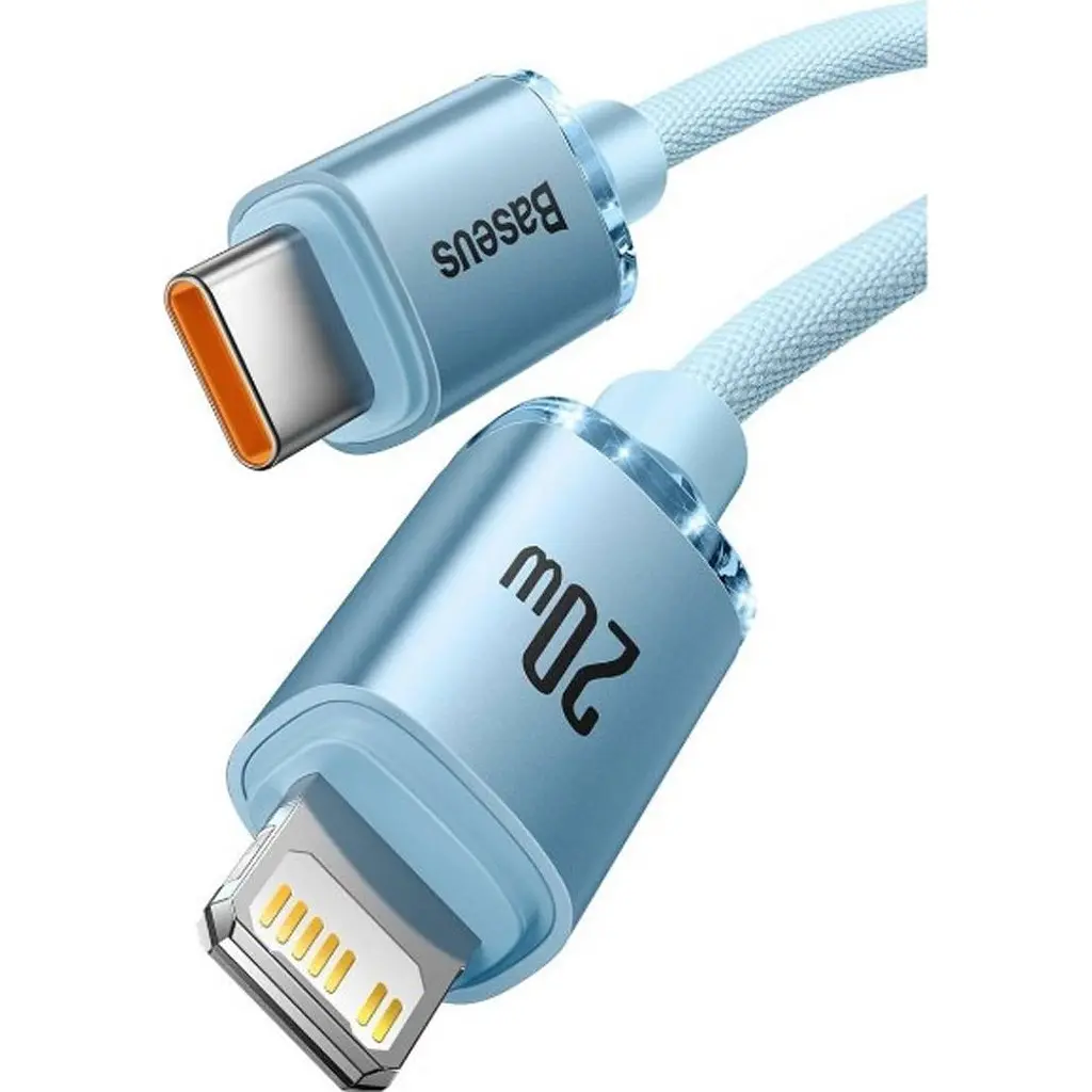 Кабель Baseus Crystal Shine Series USB-C to Lightning 20W 1.2m Sky Blue (CAJY001303) [169545] - фото 2