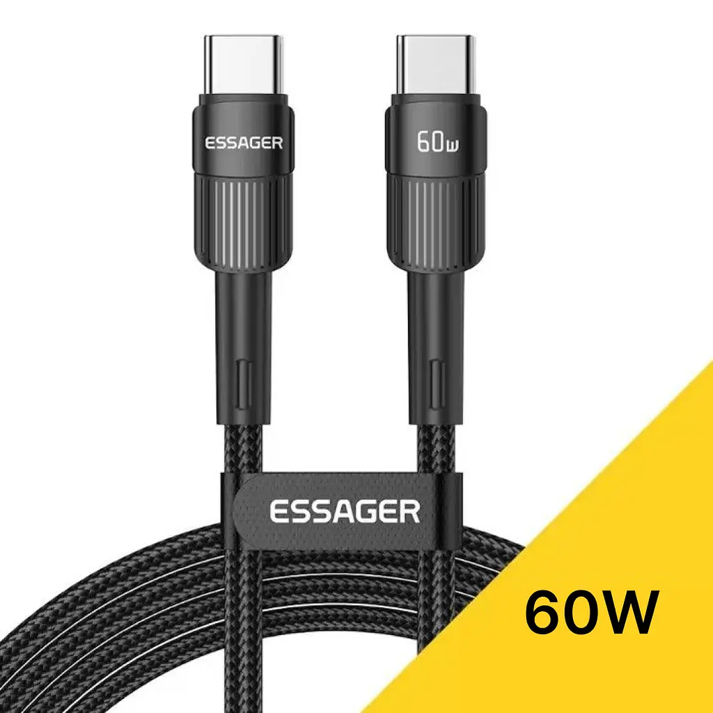 Essager 60W кабель USB-C to USB-C 1 метр (чорний) - фото 6