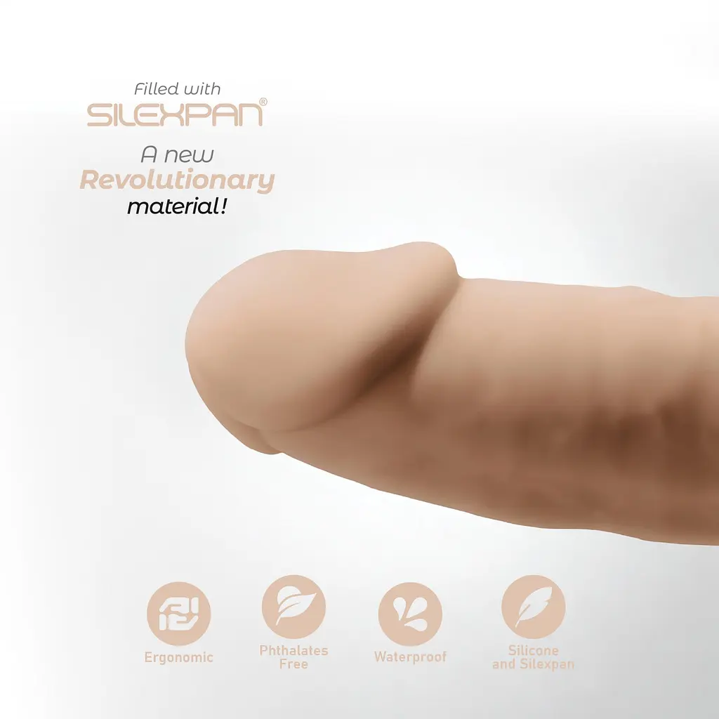 Двосторонній фалоімітатор Silexd Dildo-Twins Dildo Flesh S, 38.5 см (тілесний) - фото 5