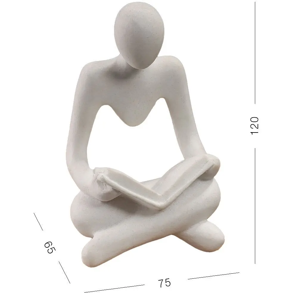 Статуэтка МВМ My Home Мыслитель с книгой белая (DH-ST-23 WHITE) - фото 2