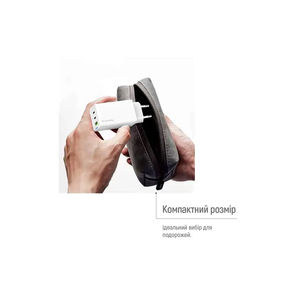 Зарядний пристрій ColorWay GaN Mini 65W PD Port PPS USB (USB-2C1A) white (CW-CHS058PD-WT) - фото 11