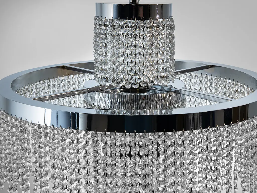 Підвісна кришталева люстра Diasha 376-600CH LED-модель, 125 Вт, діаметр 59 см з ефектним каскадом кристалів - фото 6