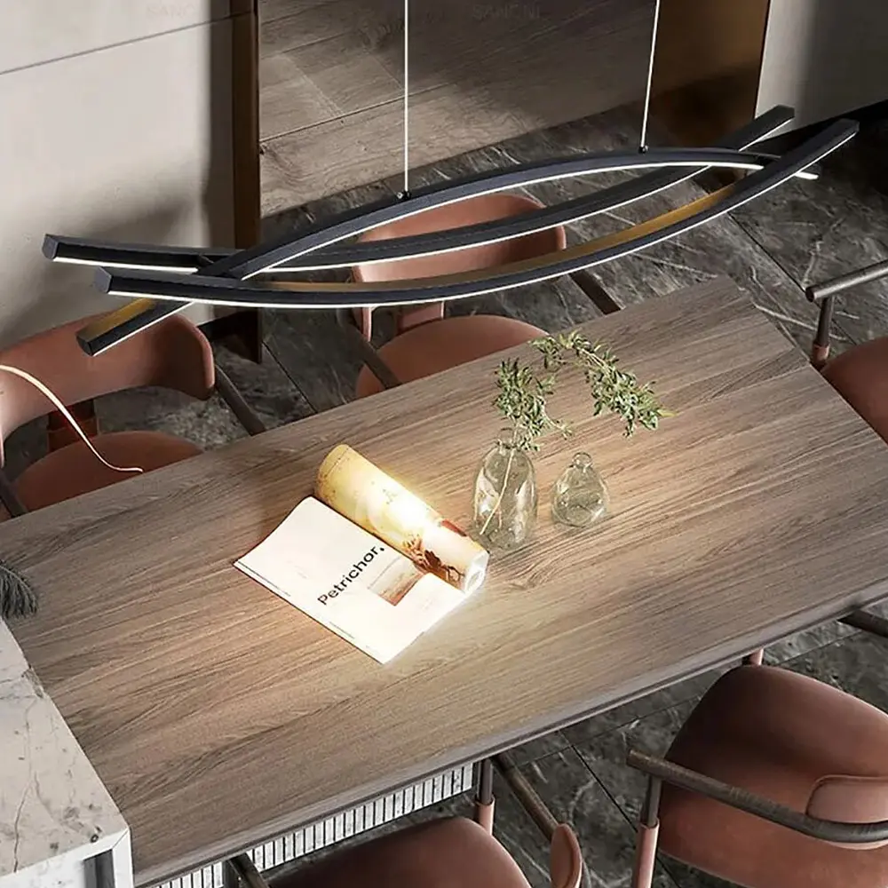 Люстра современная черная в двух размерах Line.F Длина 100 см - фото 10